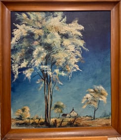 Vintage American WPA Landscape Oil Painting Signed 1944