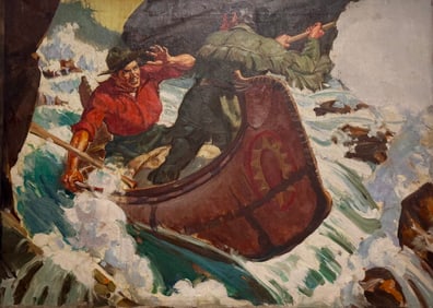 Vintage American Illustration Oil Painting Western Scene Philip Russell Goodwin