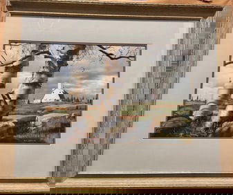 Vintage American Connecticut Atist Kenneth Southworth Davies Mixed Media Landscape Signed