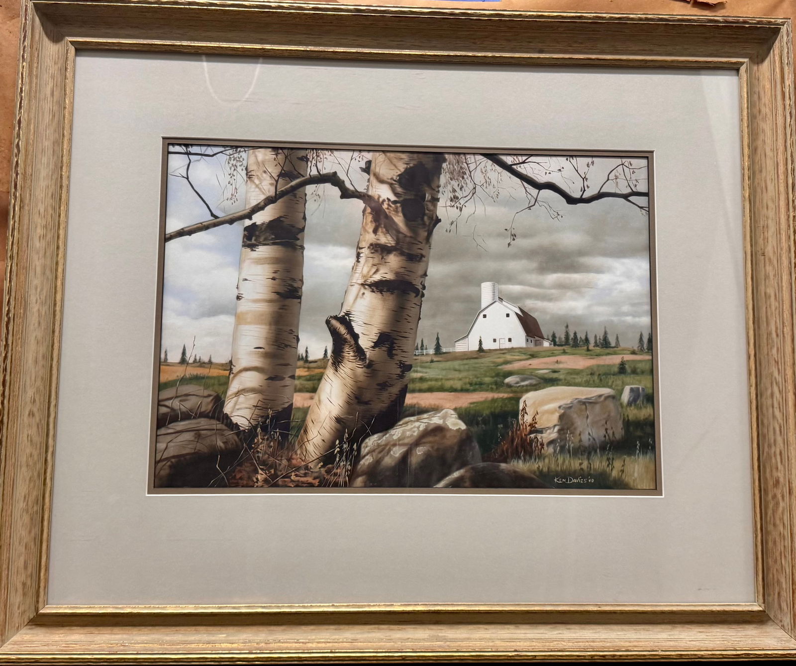 Vintage American Connecticut Atist Kenneth Southworth Davies Mixed Media Landscape Signed (1 of 5)