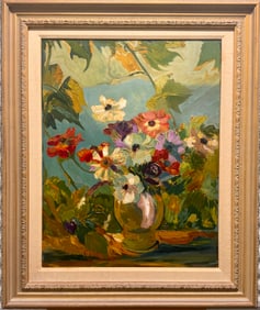 Vintage American Impressionist Oil Painting Signed Jane Peterson Still-LIfe Flowers