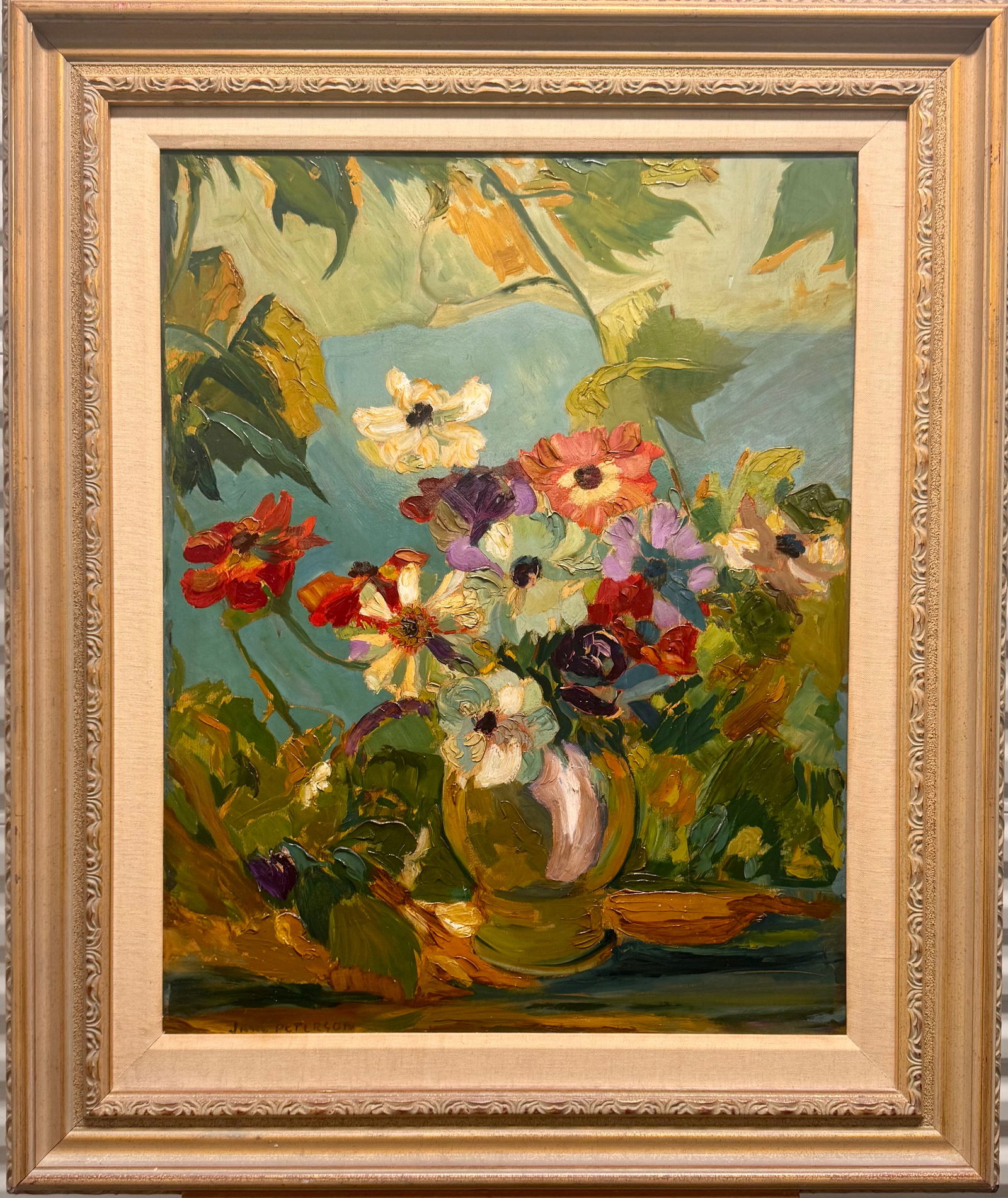 Vintage American Impressionist Oil Painting Signed Jane Peterson Still-LIfe Flowers (1 of 7)