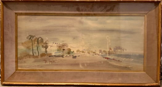 Vintage British Watercolor Artist Cannes France Patrick Hall Signed
