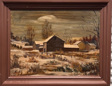 Vintage American WPA Landscape Oil Painting Emil Ganso Signed