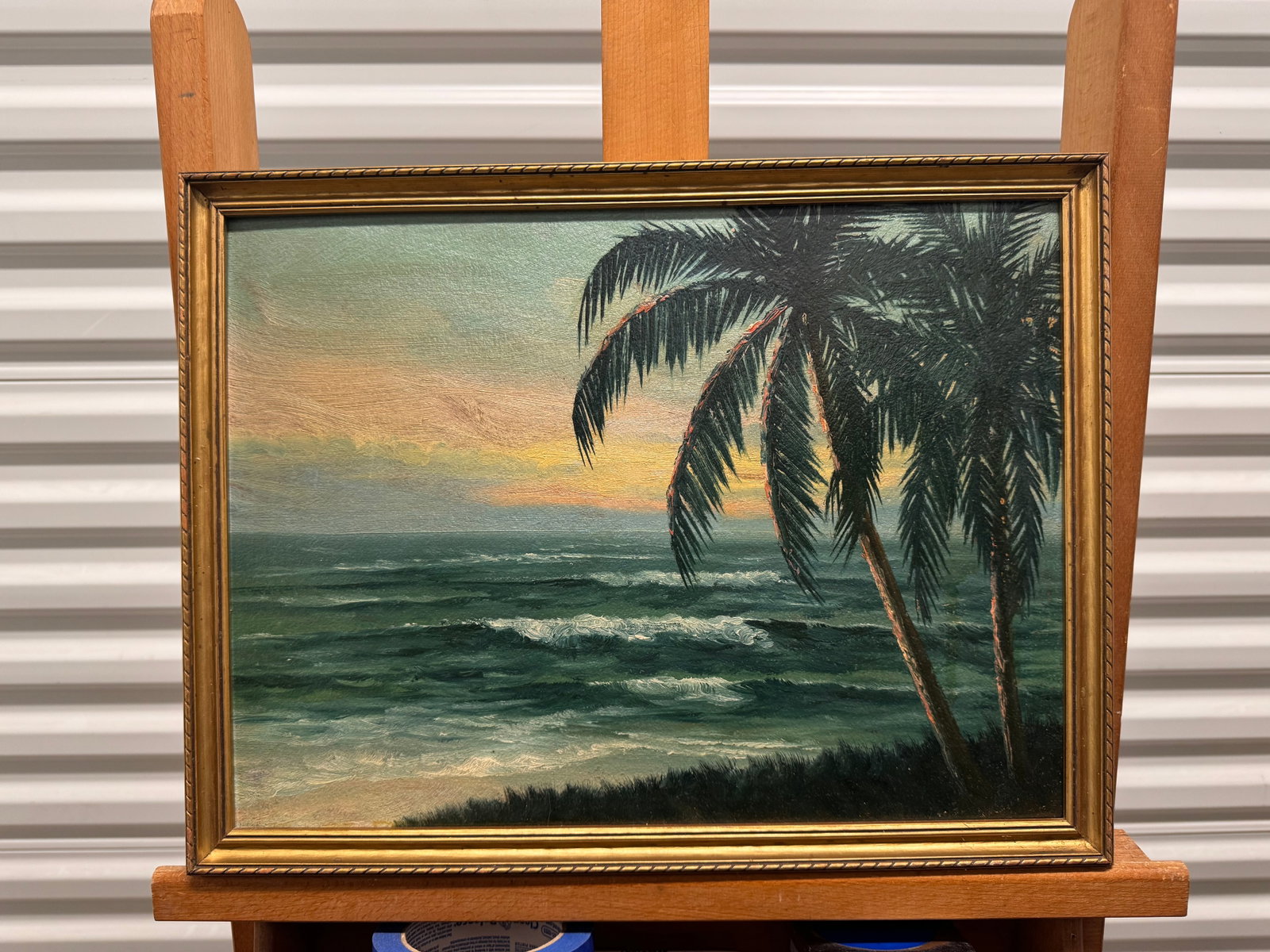 Vintage American Florida Impressionist oil Painting: Vintage American Florida Impressionist oil Painting, Sunset on the Gulf, Florida, 12 x 16", 13 x 17" Framed. This is painting in the style of the Florida Highwaymen.