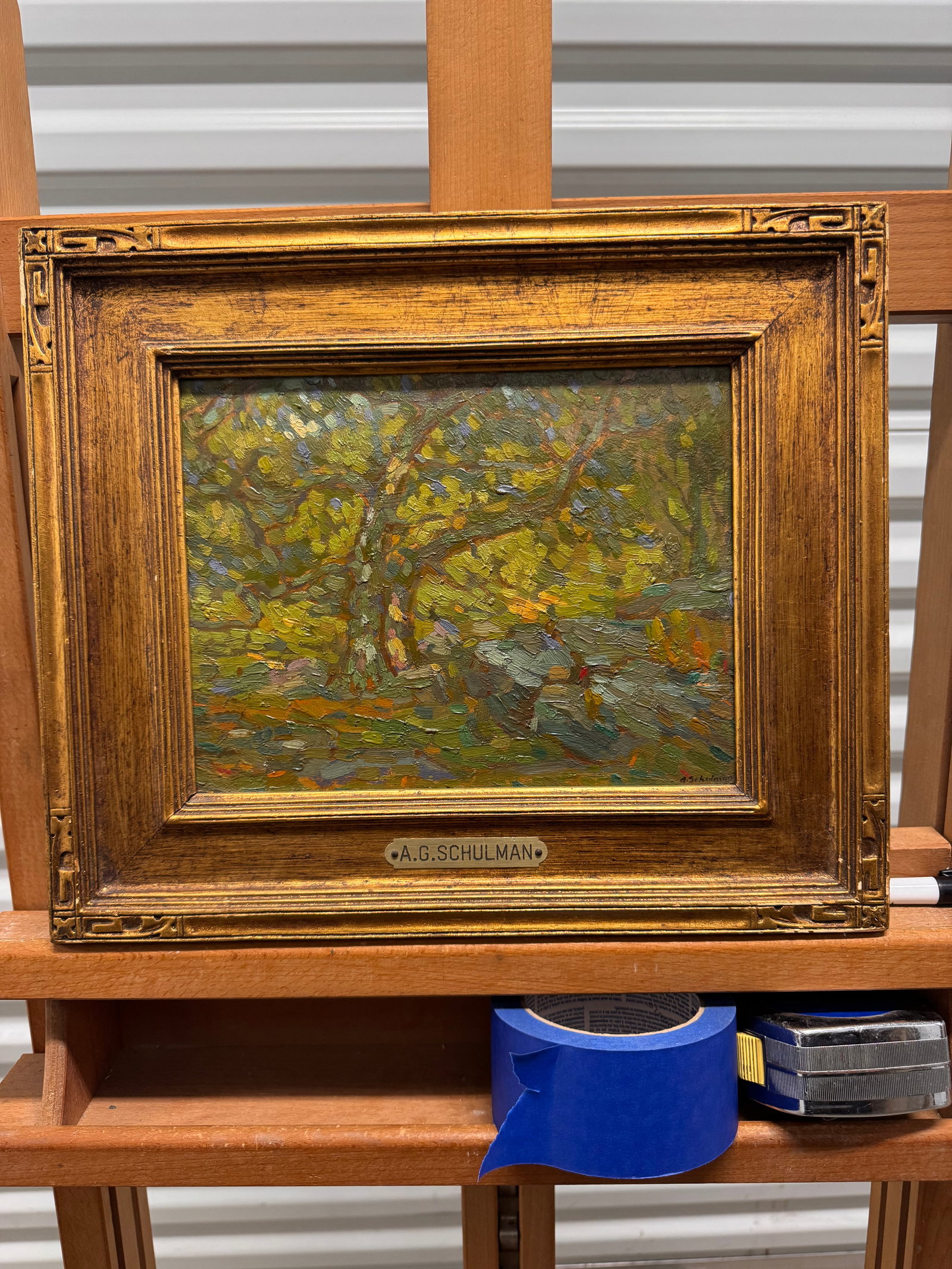 Vintage American Impressionist New York Oil Painting Abram Gustav Schulman Signed: Vintage American Impressionist New York Oil Painting Abram Gustav Schulman Signed, 9 x 12", 14 x 17" Framed. Abram Gustav Schulman (1881 - 1935) was active/lived in New York, Arizona / Germany. Abram 