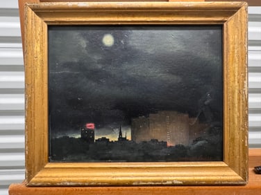 Vintage American Nocturne Impressionist Tonalist Signed Mystery Oil Painting