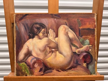 Vintage Early American Modern Post Impressionist Pre-War Female Nude Oil Painting