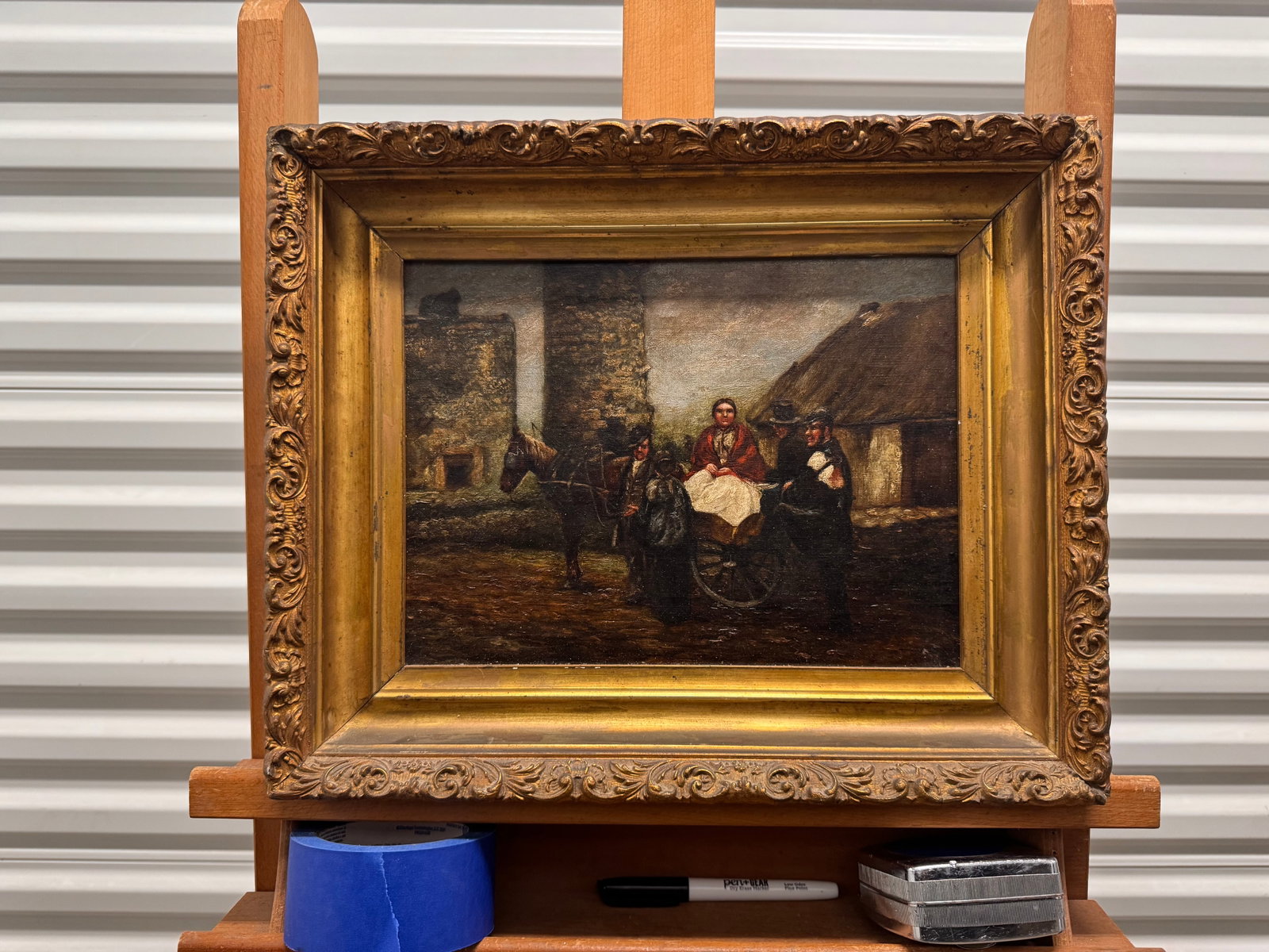 Antique 19th Century American Civil War Era Antebellum Oil Painting: Antique 19th Century American Civil War Era Antebellum Oil Painting