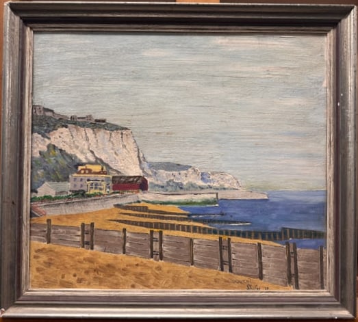 Vintage European Impressionist White Cliffs of Dover England oil painting signed (1 of 5)