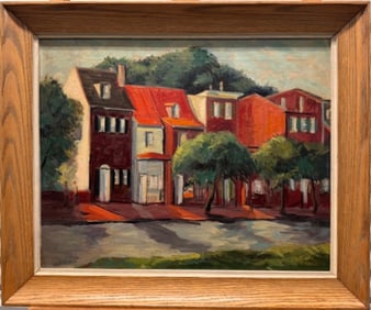 Vintage American Impressionist New Castle Delaware Oil Painting Joseph Casalane Signed