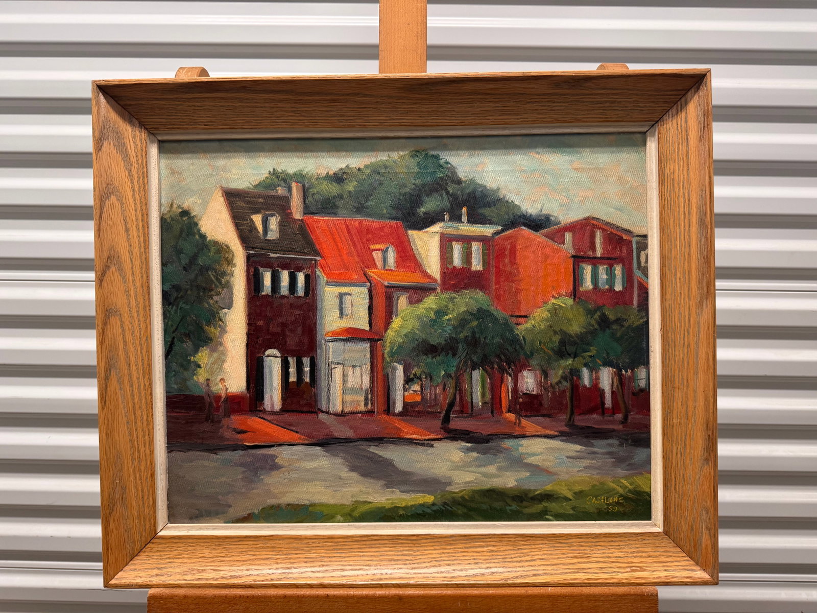 Vintage American Impressionist New Castle Delaware Oil Painting Joseph Casalane Signed: Vintage American Impressionist New Castle Delaware Oil Painting Joseph Casalane Signed, 16 x 20", 20 x 24" Framed