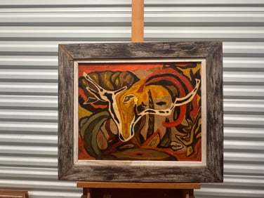 Abraham "Avi" Pariente, Israel artist Abstract Oil Painting Signed#2