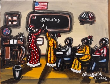 American African-American Louisiana Folk Artist Alvin Batiste Oil Painting Signed