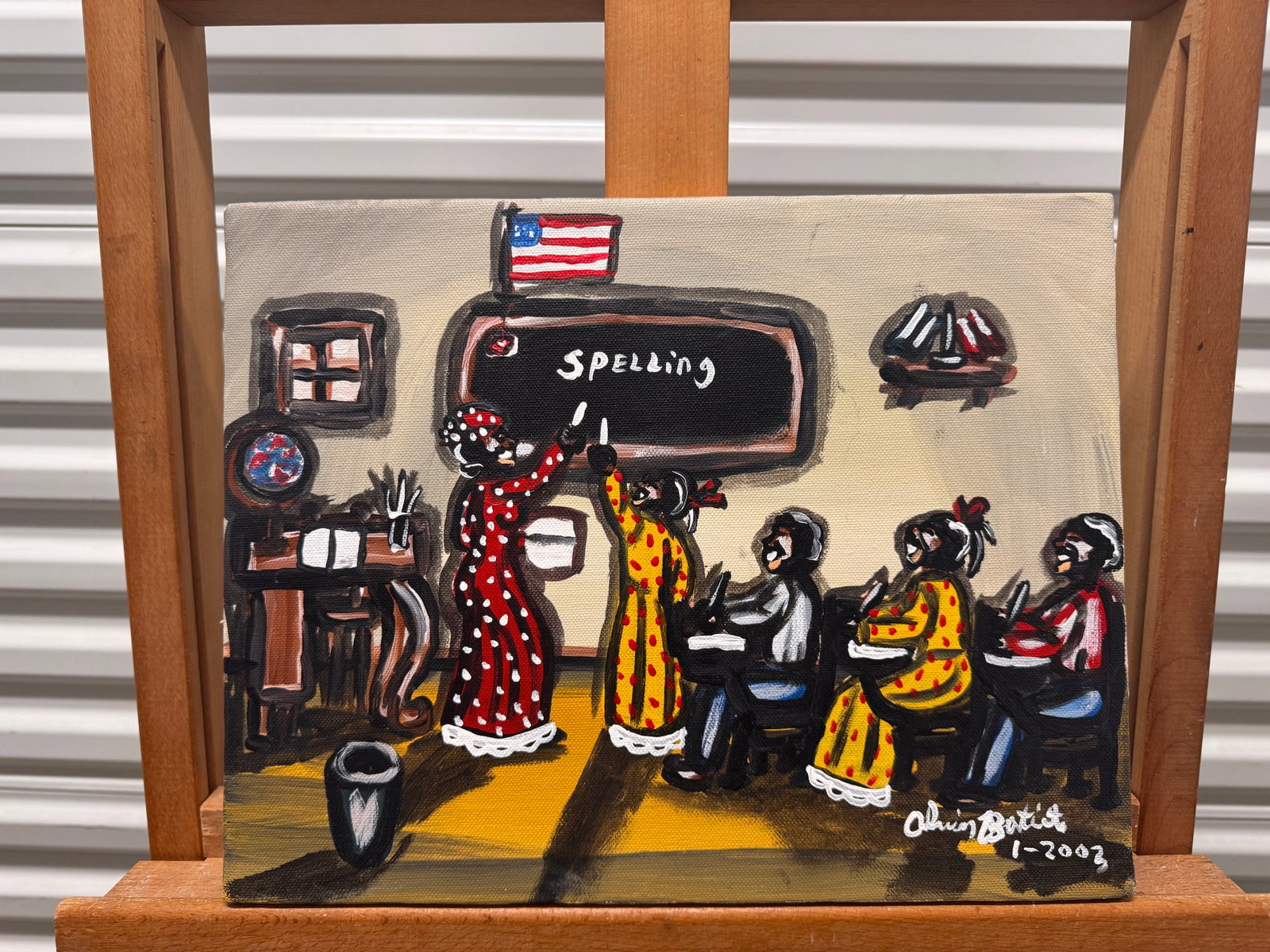 American African-American Louisiana Folk Artist Alvin Batiste Oil Painting Signed: American African-American Louisiana Folk Artist Alvin Batiste Oil Painting Signed, 11 x 14". The place is Framerdave's Frame Shop, located on a small street in an even smaller town, smack dab in the h