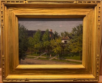 Vintage American Street Scene Impressionist Oil Painting