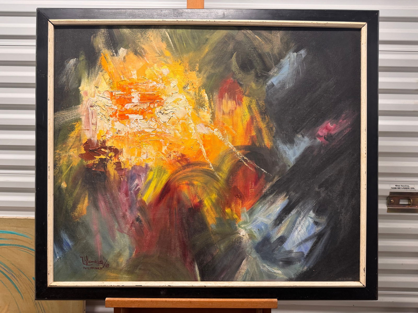 Vintage Abstract Expressionist Manila Philippines oil Painting Signed (1 of 5)