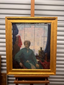 American Impressionist Artist Seated Woman Oil Painting Signed