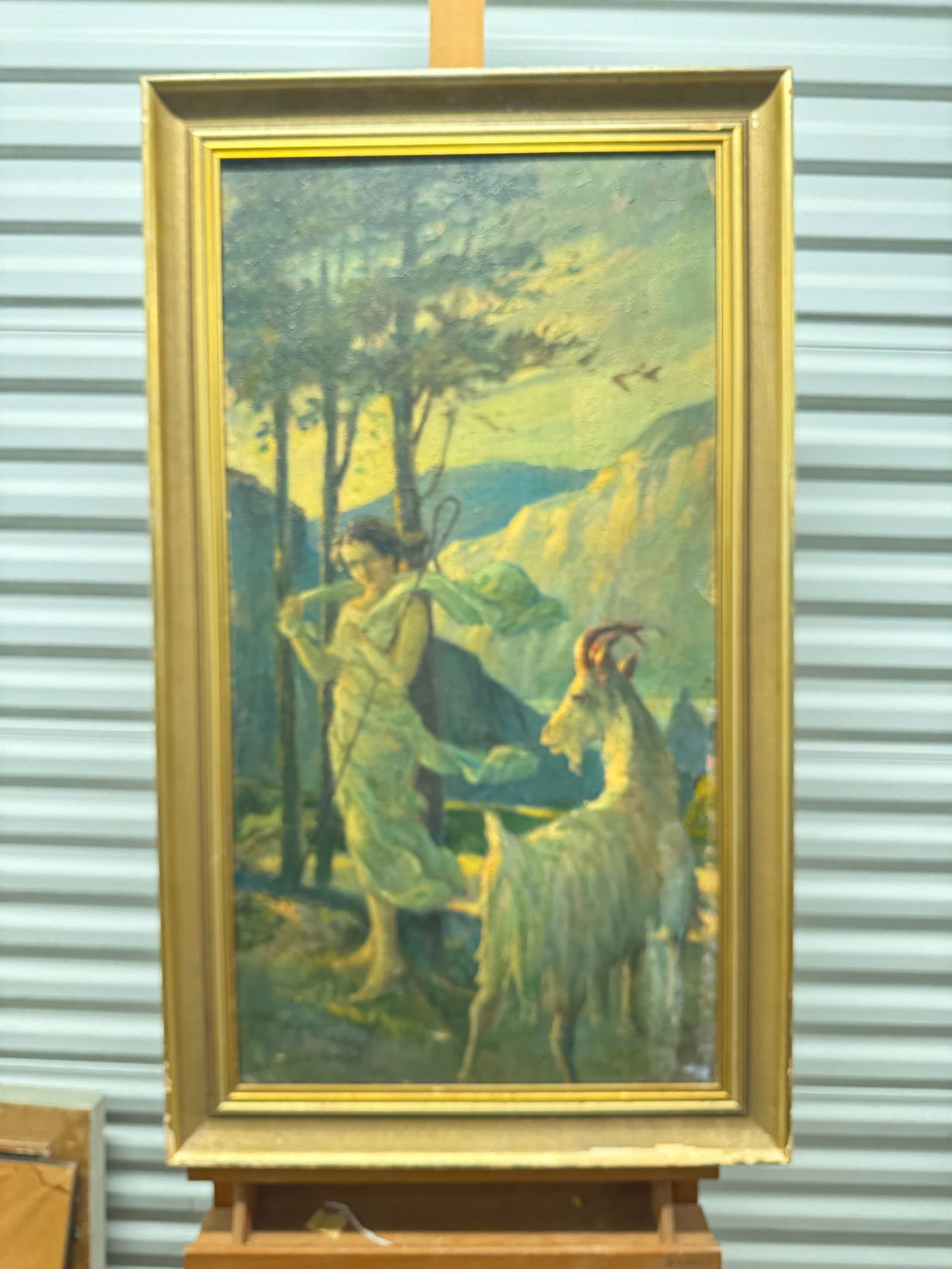 Vintage Impressionist Arcadian View Oil Painting Illegibly Signed (1 of 4)