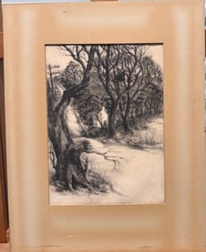 American WPA Etching Landscape