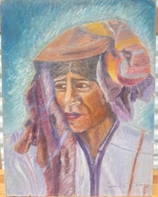 Vintage American Modern African American Portrait Signed