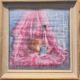 Signed Expressionist Still-Life Pastel illegible