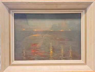 Vintage Tonalist Nocturne Impressionist City Scene Bridge Oil Painting Signed Mystery