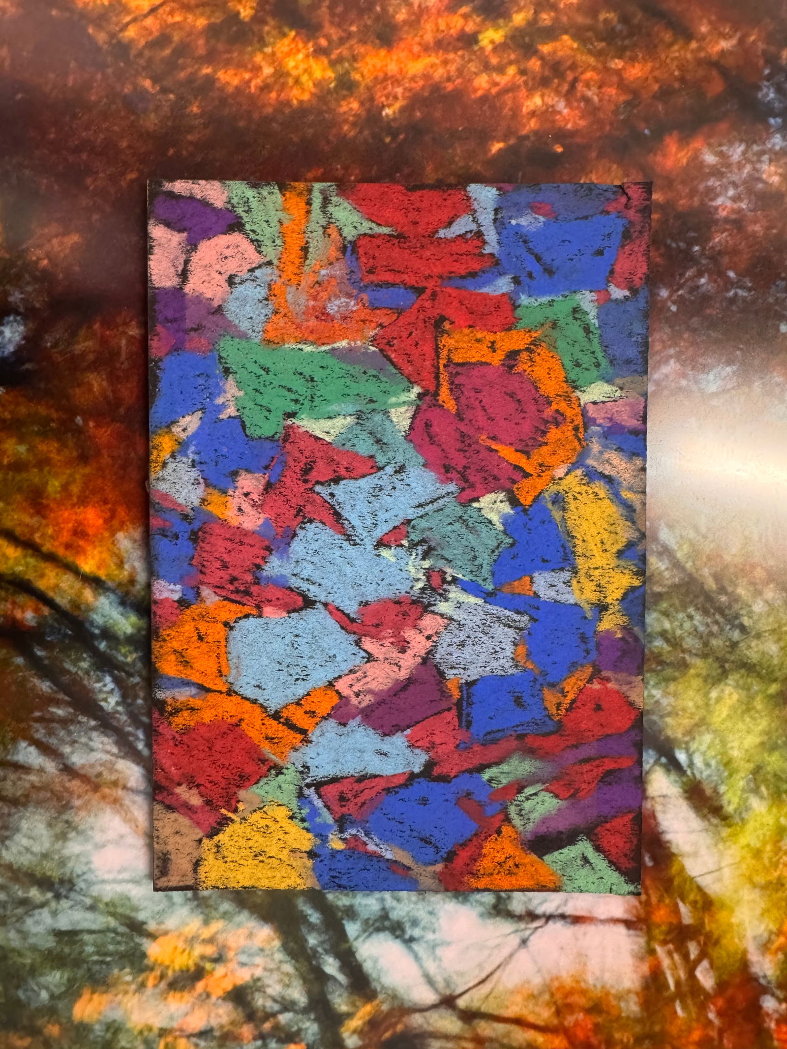 Vintage American Small Abstract Expressionist Pastel Female Artist (1 of 3)