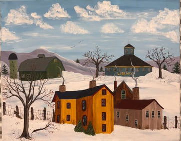 American Ohio 20th Century Folk Art Artist Toby Fair Oil Painting Signed