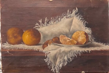Antique 19th Century Victorian Still-Life Oranges Oil Painting