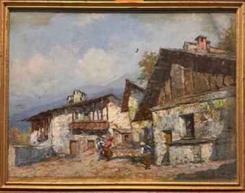 Antique 19th Century Italian Impressionist Oil Painting Signed Mystery