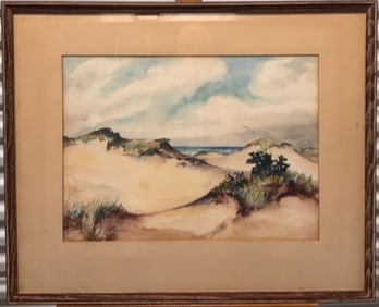 Vintage American Artist Provincetown Massachusetts Watercolor Beach Scene Elizabeth Boardman Warren