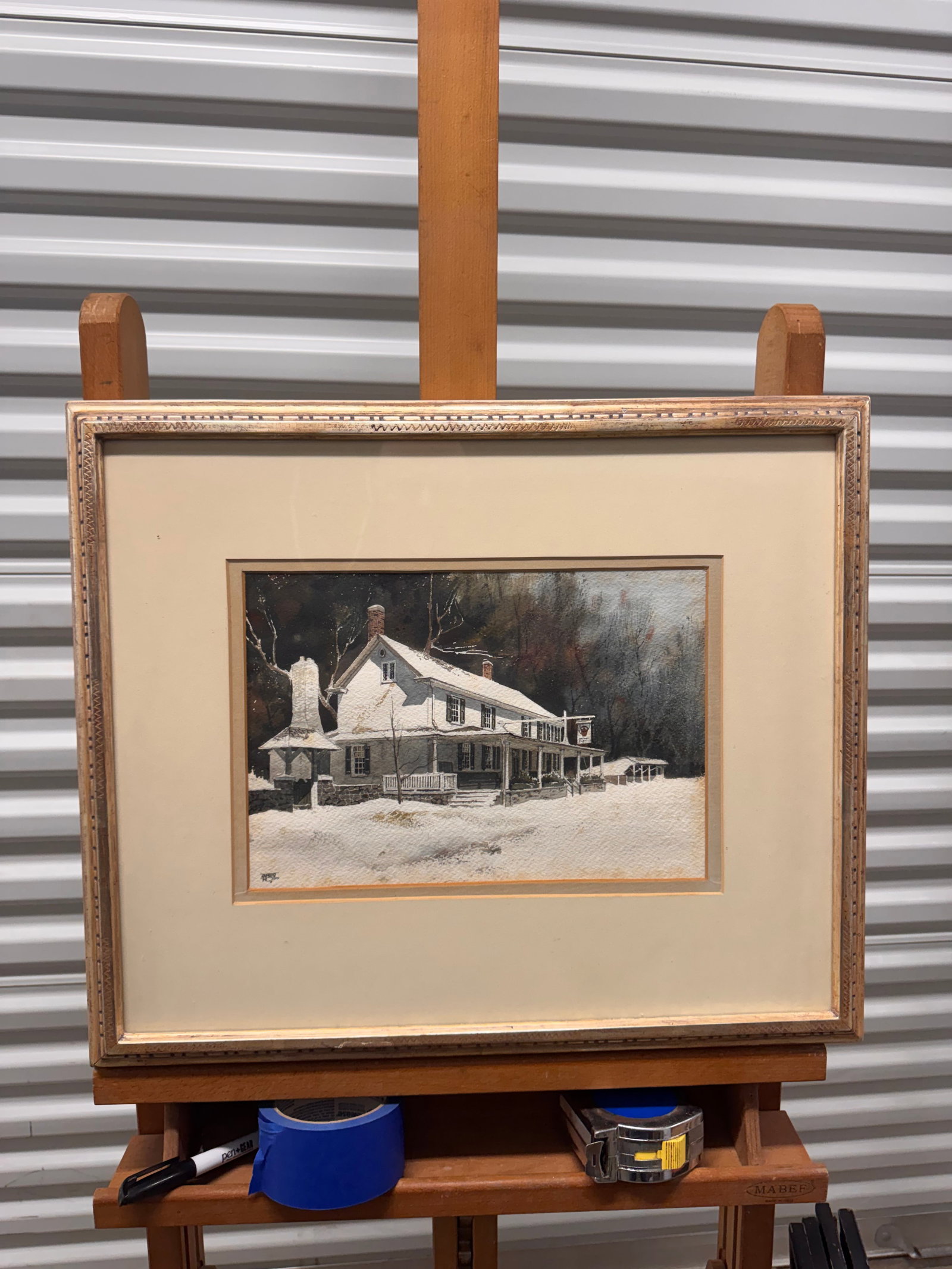 American Impressionist Winter Watercolor James Ross Fairmount Park Harer Frame (1 of 9)