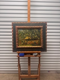 (2) Two American Artist R. Green Modernist Pair of oils