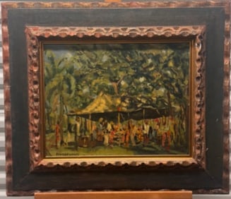 Vintage American Impressionist Southern Scene Signed Oil Painting Heydenryk Frame