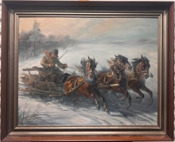 Vintage Poland Impressionist Jan Maksymilian Kasprowicz oil painting signed