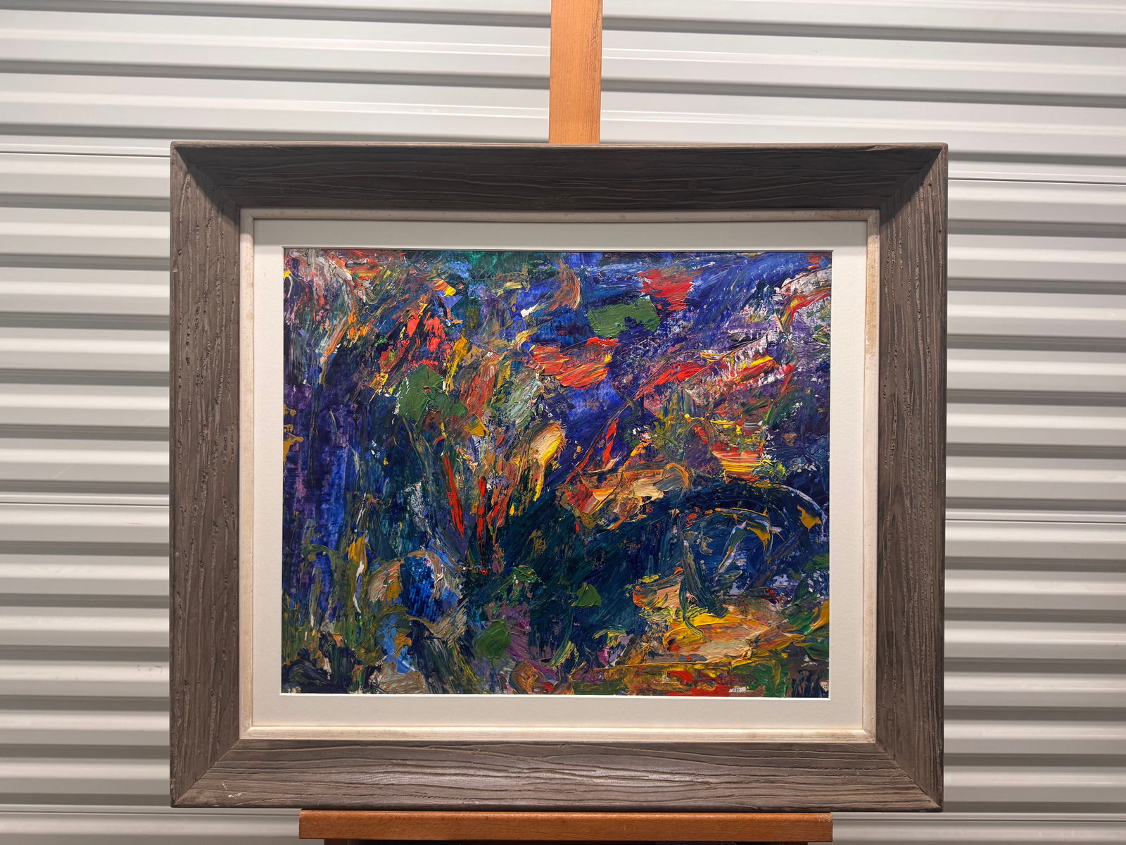 Mikd Century Modern American Abstract Expressionist Oil Painting Vibrant and Energetic: American Abstract Expressionist Oil Painting Vibrant and Energetic, unknown artist