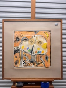 Vintage Modernist Abstract Expressionist Colored Lithograph Signed