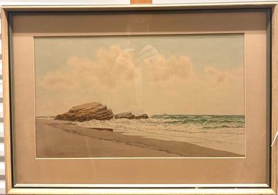 Original Frederick Schiller Cozzens watercolor Beach Coastal Scene Signed