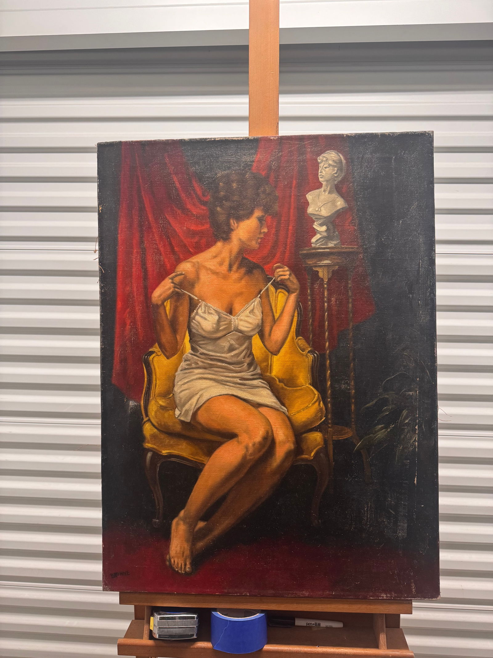Vintage Boudoir Woman Lingerie Scene Baltimore Maryland Artist Robert Reid Browne Oil Painting (1 of 9)