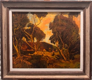 Vintage American Impressionist Landscape Oil Painting Signed Mystery