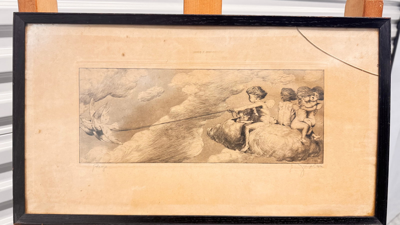 Vintage German Symbolist Engraving Joseph Uhl pre-war pencil signed: Vintage German Symbolist Engraving Joseph Uhl pre-war pencil signed, 5 x 12 1/2, 11 x 18" Framed Joseph Uhl (1877 - 1945) was active/lived in Germany. Joseph Uhl is known for Painting.Artist Joseph Uh