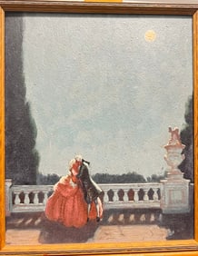 Vintage American Impressionist Outdoor Figurative Scene Oil Painting