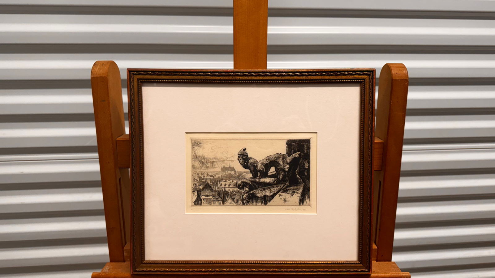 Vintage 1922 John Taylor Arms Etching Sentinals Signed Notre Dame Gargoyle (1 of 5)