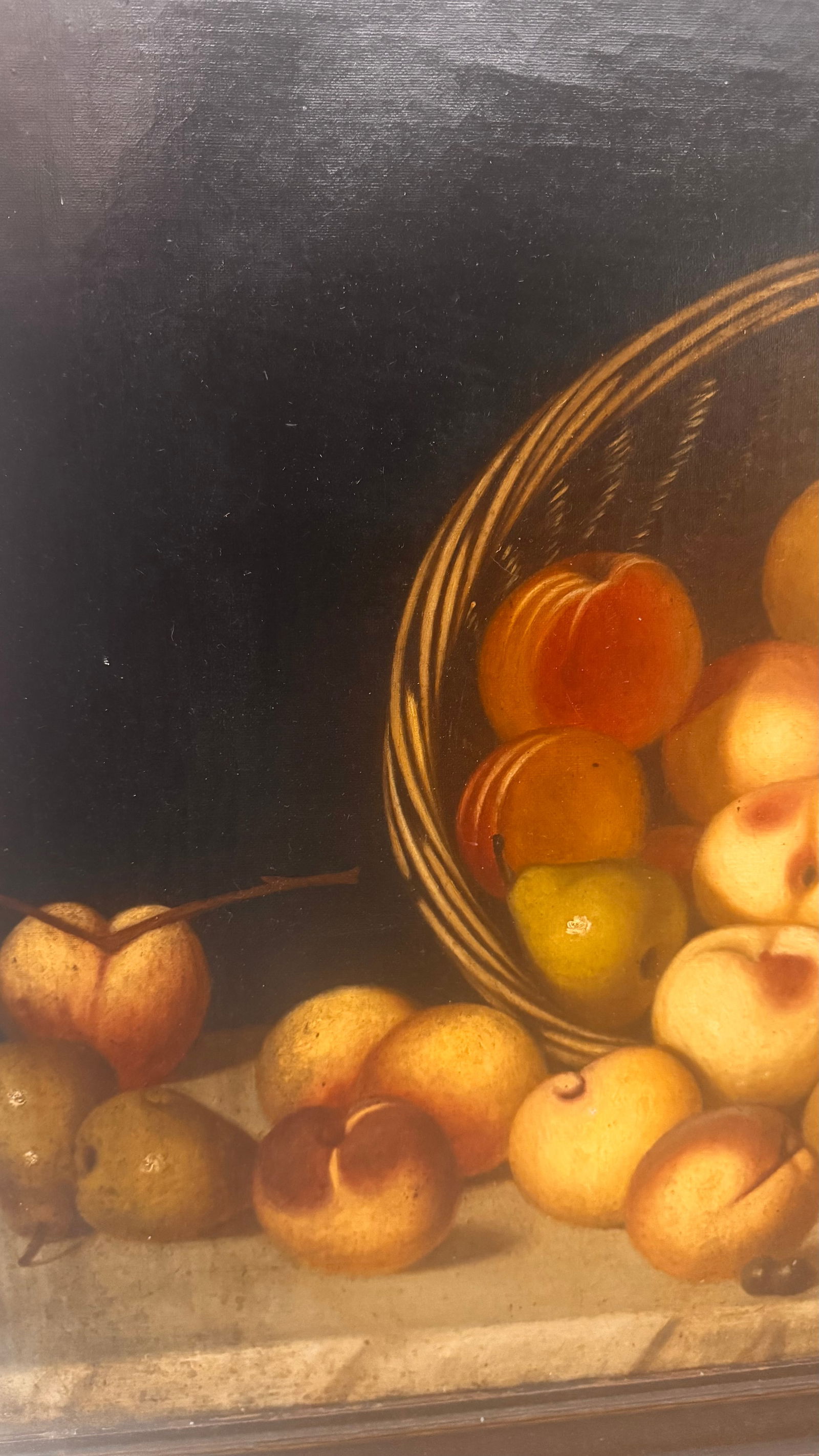 Antique American 19th Century Still-Life Peaches Signed Oil Painting (1 of 9)