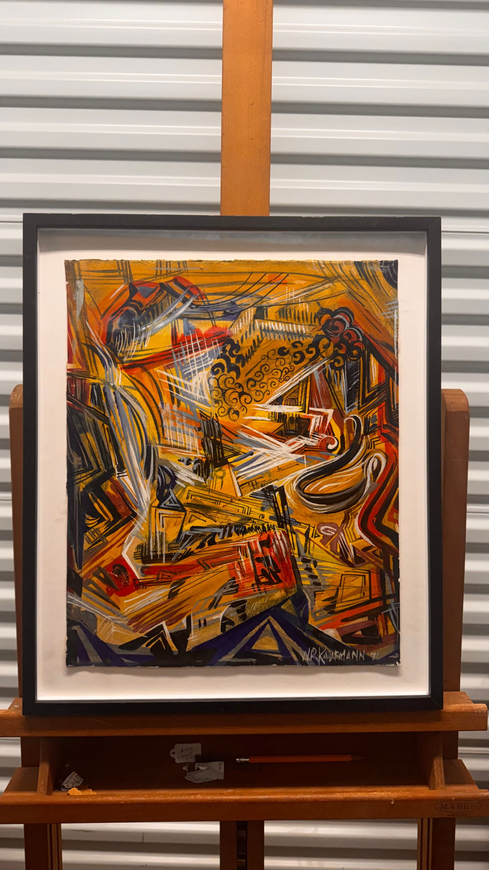 Vintage Mid Century Modern Bright Abstract Expressionist signed Kaufman 1971 (1 of 4)