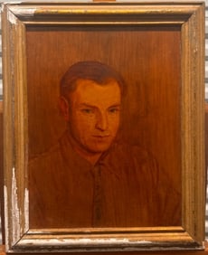 Vintage American Illinois California Artist self-portrait Egg Tempera Signed Lorentz Kleiser