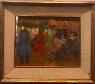 French Post-Impressionist Pastel Interior Scene