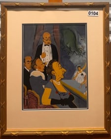 Vintage Theatre Illustration Early 20th Century Signed Mixed Media