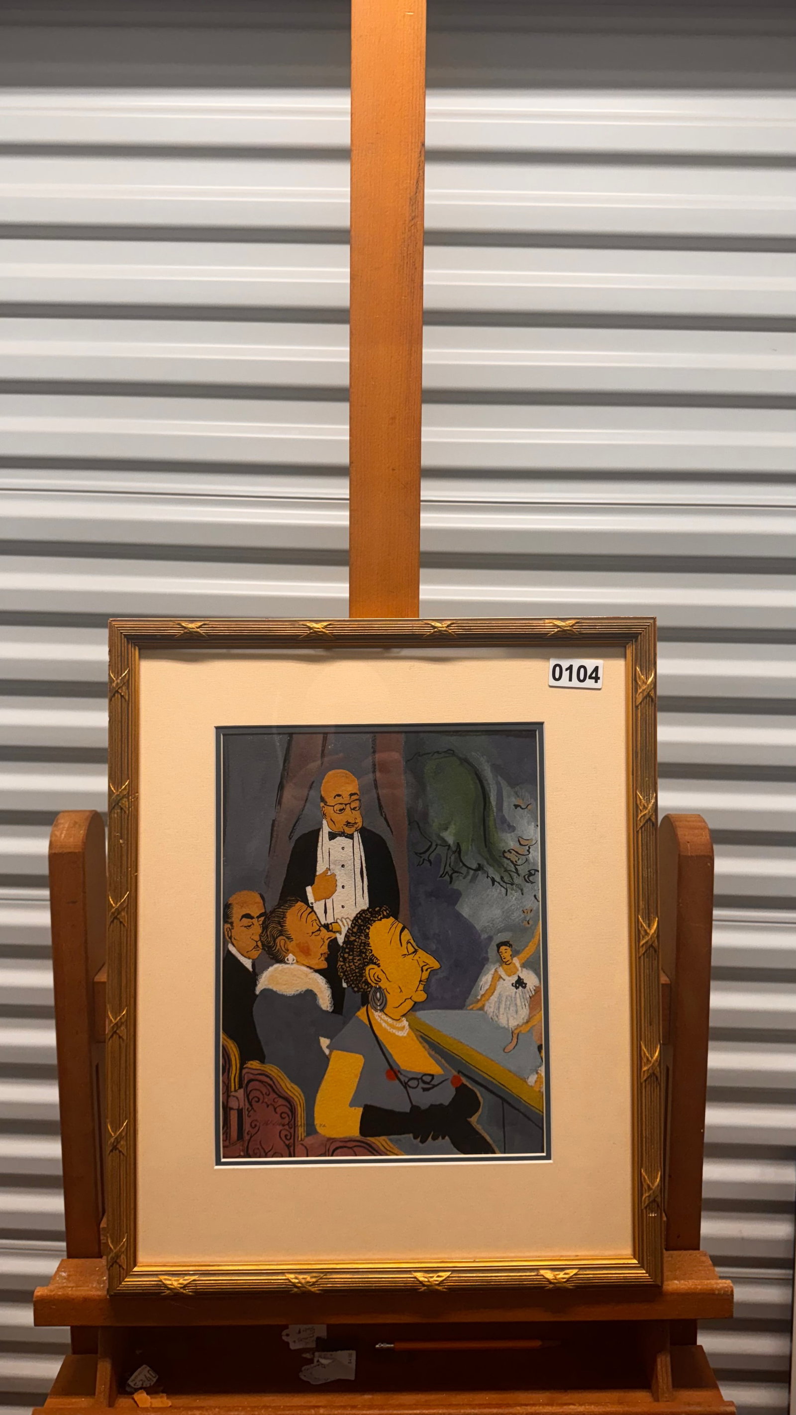 Vintage Theatre Illustration Early 20th Century Signed Mixed Media: Vintage Theatre Illustration Early 20th Century Signed Mixed Media, 12 x 9", 18 1/2 x 15 1/2" Framed